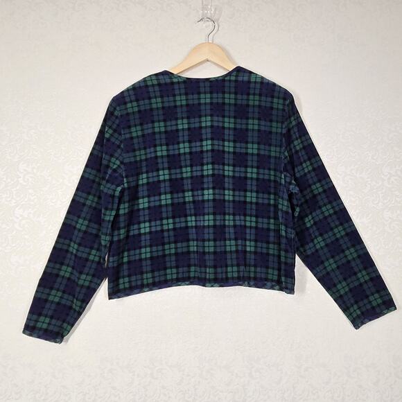 VTG Black Watch Tartan Plaid 100% Cotton Corduroy Jacket sz L Blue Green Preppy - Picture 7 of 13